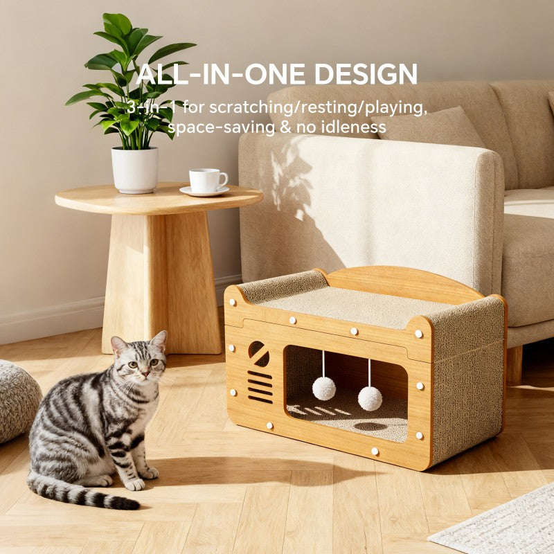 Cat using the scratcher sofa