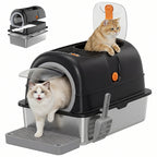 Black convertible-lid litter box