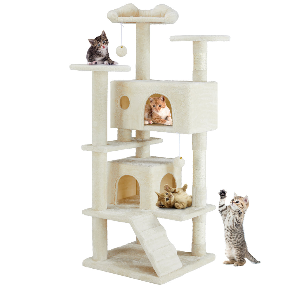 Beige 54-inch indoor cat tree