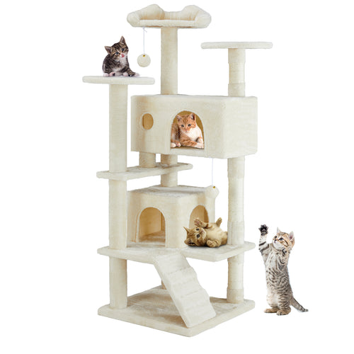 Beige 54-inch indoor cat tree